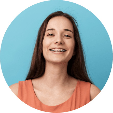 Webb Orthodontics - Woman smiling while wearing braces